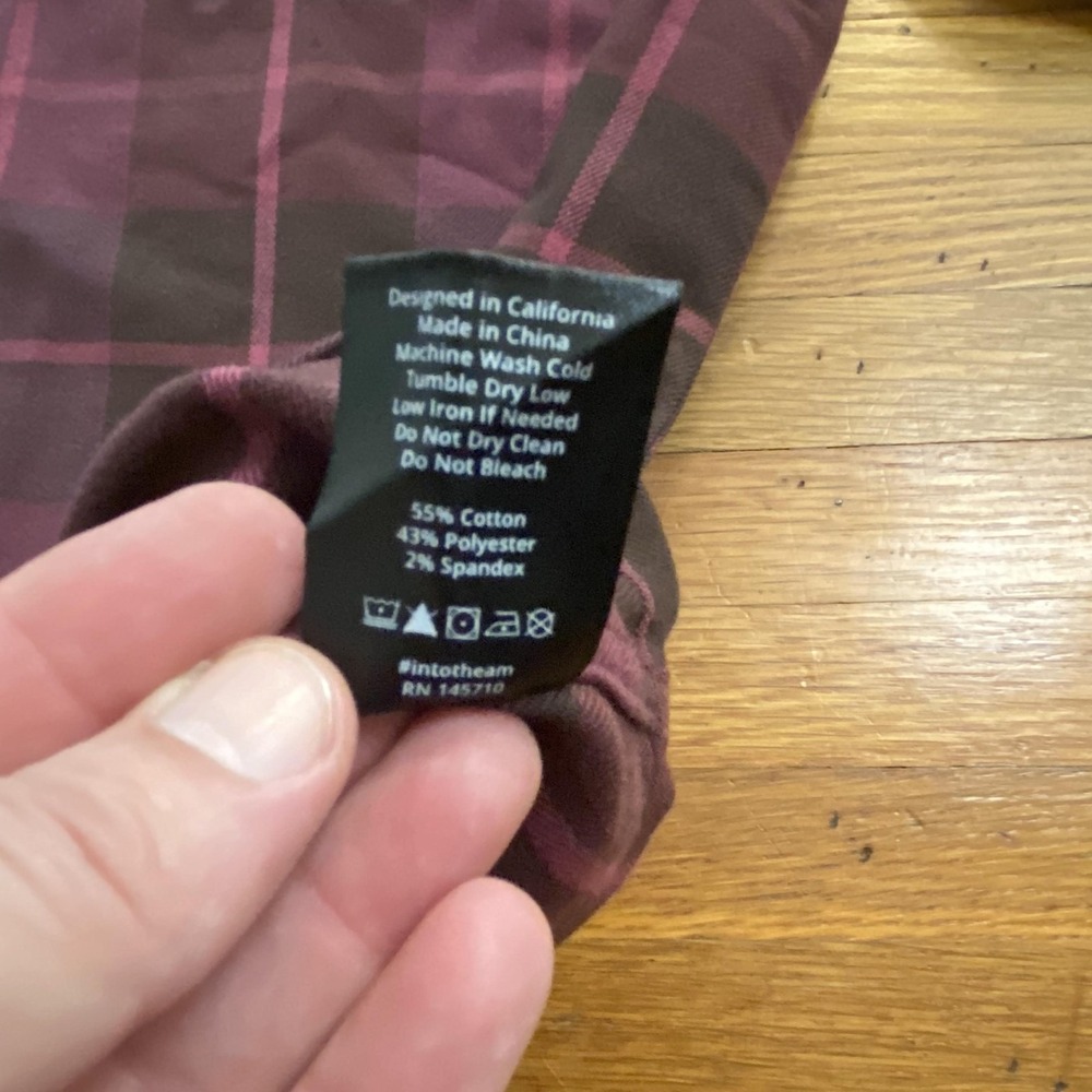 INTO THE AM Shirt Mens 2XL Burgundy Black Plaid Button Down Long Sleeve Stretch - Picture 9 of 12